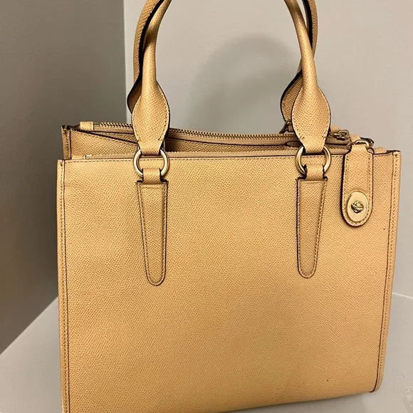 Coach Leather Tote/ Satchel/ Handbag Beige/Tan pebbled leather - Picture 4 of 7